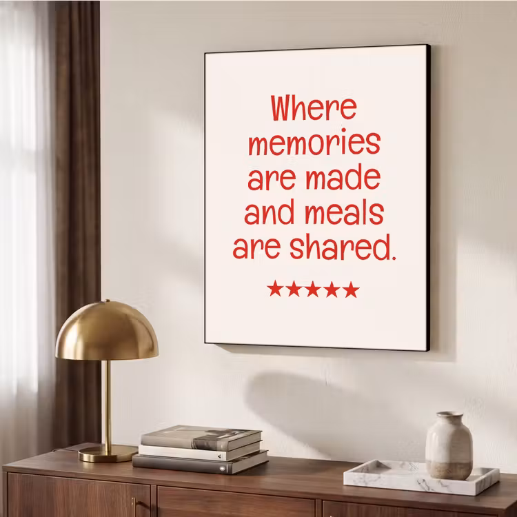 Quote - Sterren - Rood - Memories Textielframe zwart klein -sfeer3