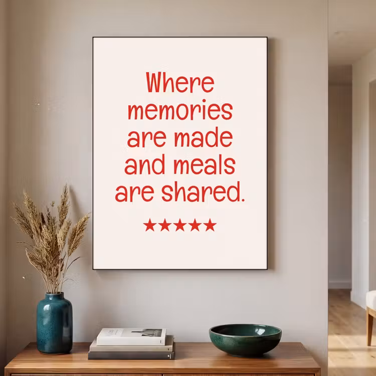 Quote - Sterren - Rood - Memories Textielframe zwart klein -sfeer1