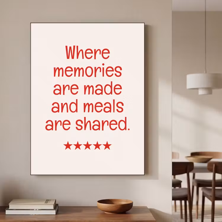 Quote - Sterren - Rood - Memories Textielframe zwart klein -sfeer2