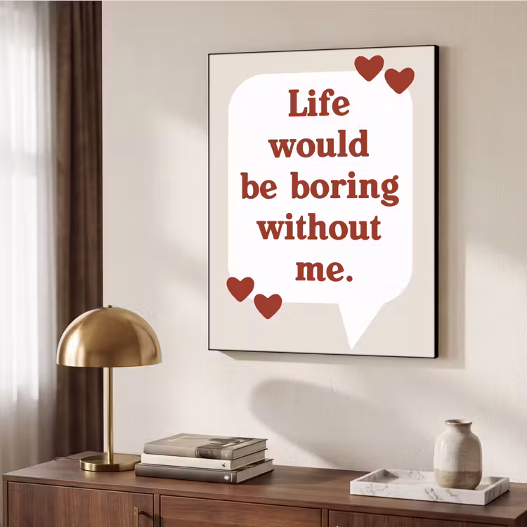 Quote - Tekstballon - Hartjes Textielframe zwart klein -sfeer3