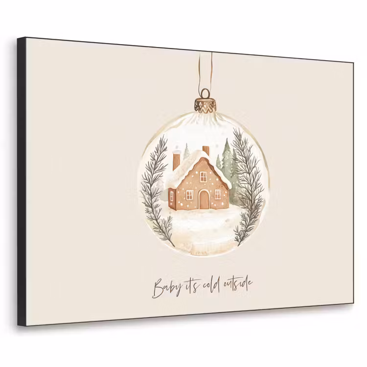 Quote - Winter - Kerst - Beige - Kerstbal Textielframe - compleet frame klein -3d