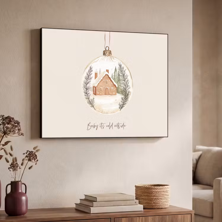 Quote - Winter - Kerst - Beige - Kerstbal Textielframe zwart klein -sfeer3