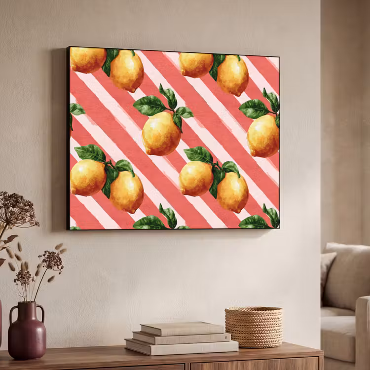 Citroen - Geïllustreerd - Oranje Textielframe zwart klein 947 -sfeer3