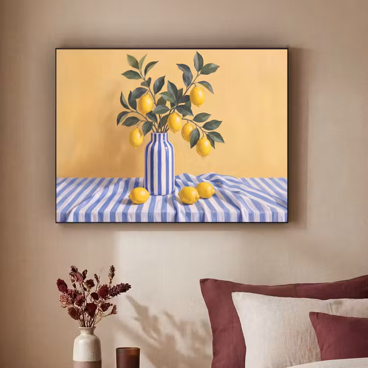 Art Frame - Zitrone – Stillleben – Modern - Citroen - Stilleven - Modern Textielframe zwart klein