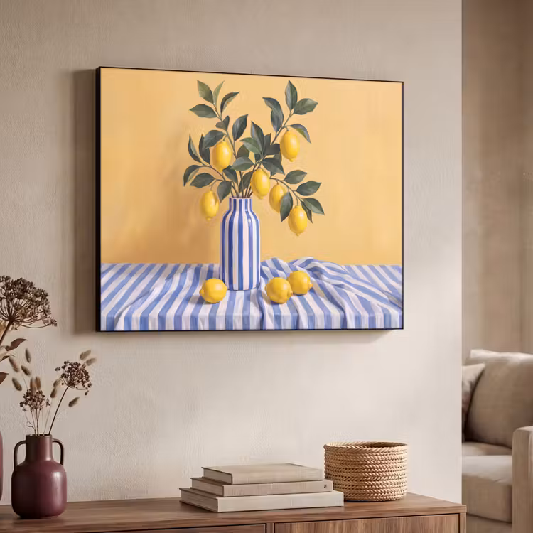 Art Frame - Zitrone – Stillleben – Modern - Citroen - Stilleven - Modern Textielframe zwart klein