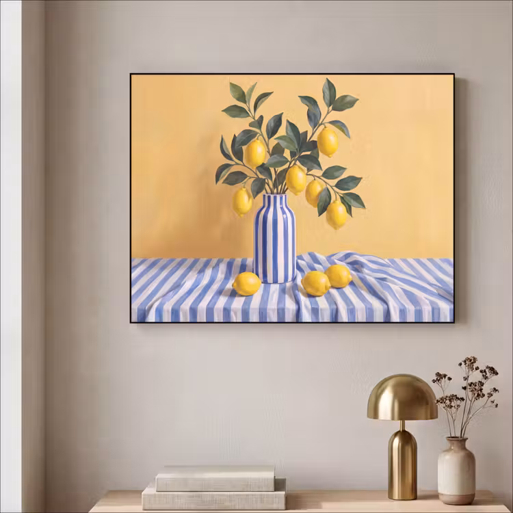 Art Frame - Zitrone – Stillleben – Modern - Citroen - Stilleven - Modern Textielframe zwart klein