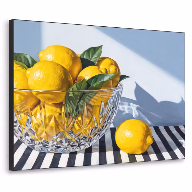 Art Frame - Zitronen – Obst – Gelb - Citroenen - Fruit - Geel Textielframe zwart klein