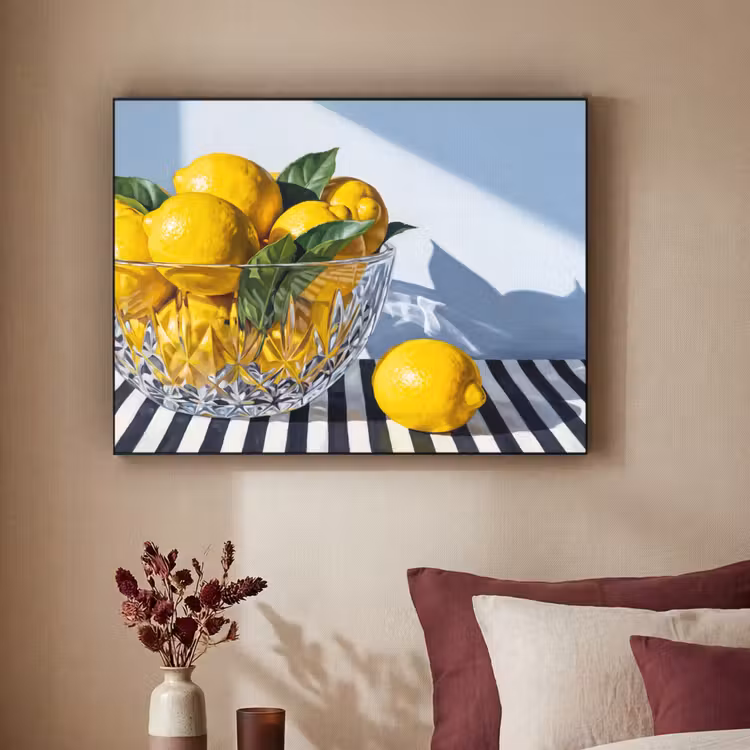 Art Frame - Zitronen – Obst – Gelb - Citroenen - Fruit - Geel Textielframe zwart klein