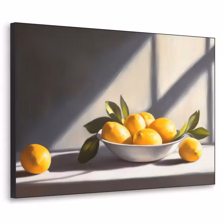 Citroenen - Stilleven - Geel Textielframe - compleet frame klein -3d