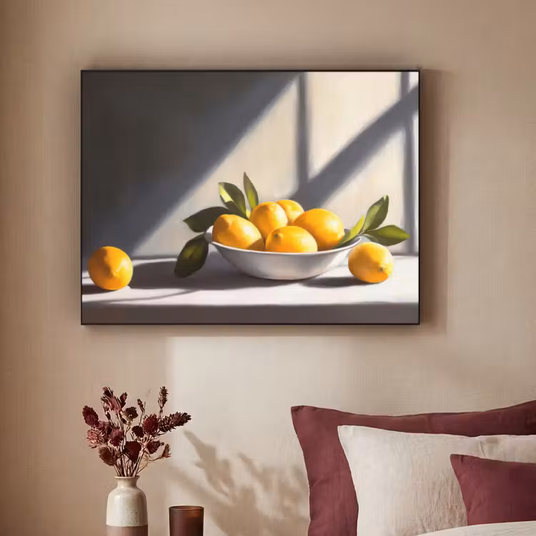Citroenen - Stilleven - Geel Textielframe - compleet frame klein -sfeer1