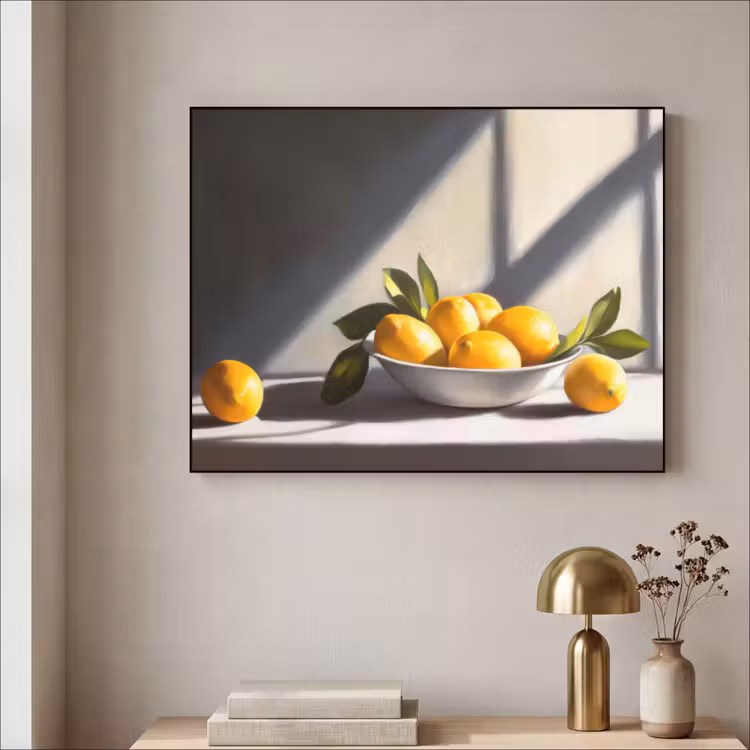 Citroenen - Stilleven - Geel Textielframe - compleet frame klein -sfeer2