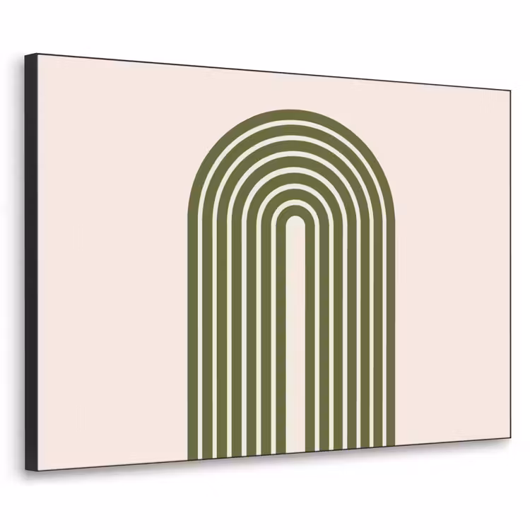 Abstract - Bogen - Modern - Groen - Kunst Textielframe zwart klein -3d