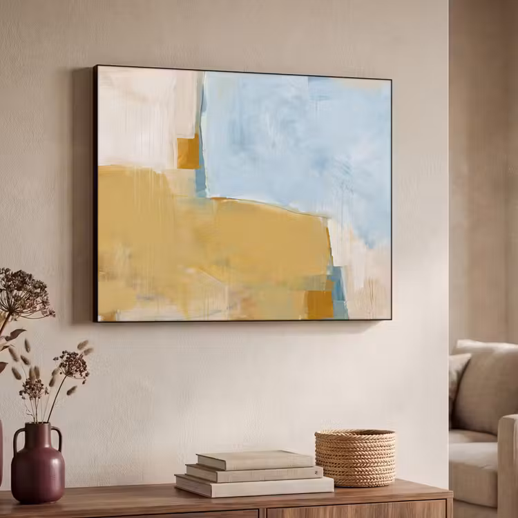 Abstract - Kleuren - Kunst - Modern - Blauw Textielframe zwart klein -sfeer3