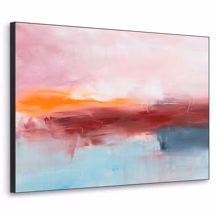 Abstract - Kleuren - Modern - Kunst - Roze Textielframe zwart klein -3d
