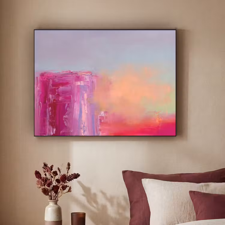Abstract - Kleuren - Modern - Roze Textielframe zwart klein -sfeer1