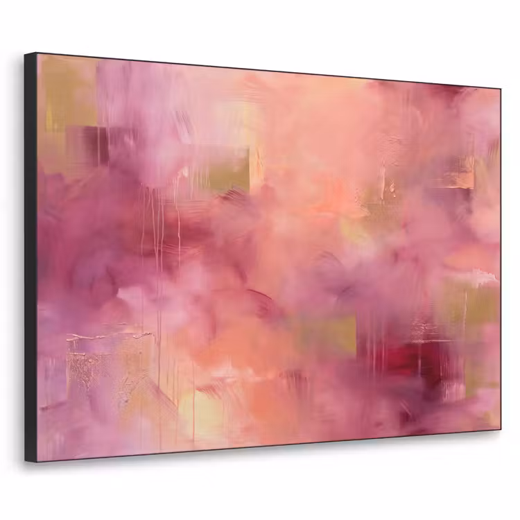 Abstract - Kleuren - Modern - Roze - Paars Textielframe zwart klein -3d