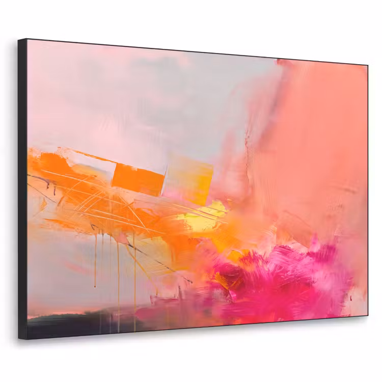 Abstract - Kleurrijk - Modern - Roze Textielframe zwart klein -3d
