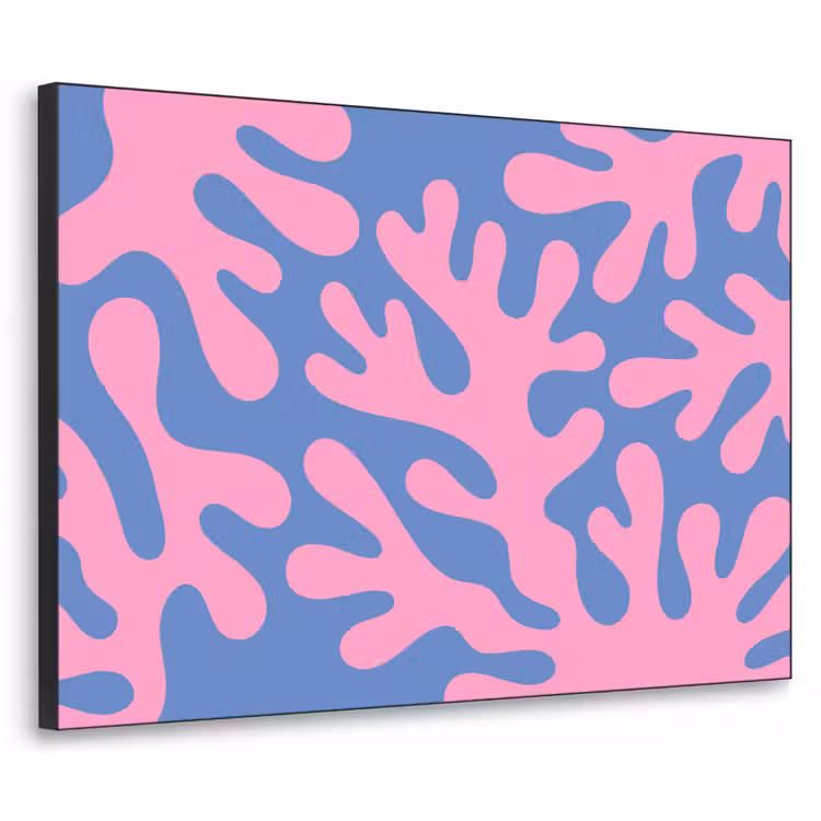 Abstract - Vormen - Roze - Blauw Textielframe zwart klein -3d