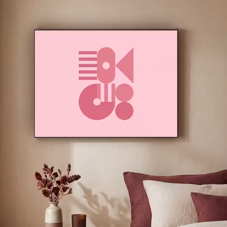 Abstract - Geometrisch - Vormen - Roze Textielframe zwart klein -sfeer1