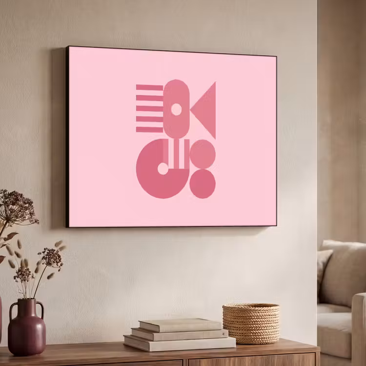 Abstract - Geometrisch - Vormen - Roze Textielframe zwart klein -sfeer3