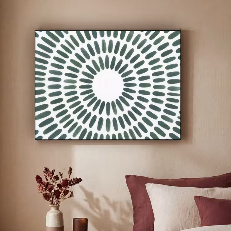 Abstract - Cirkel - Patroon - Modern - Groen Textielframe zwart klein -sfeer1