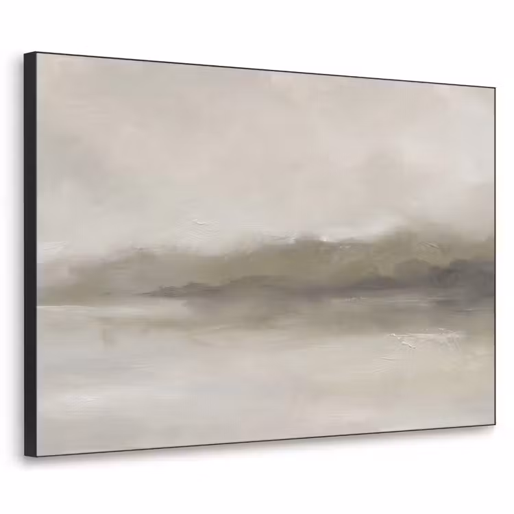 Abstract - Landschap - Nevel - Modern - Grijs Textielframe zwart klein -3d