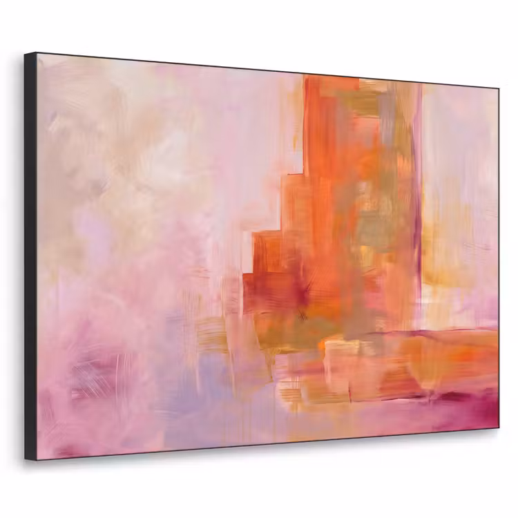 Abstract - Borstelstreken - Kunst - Paars - Goud Textielframe zwart klein -3d