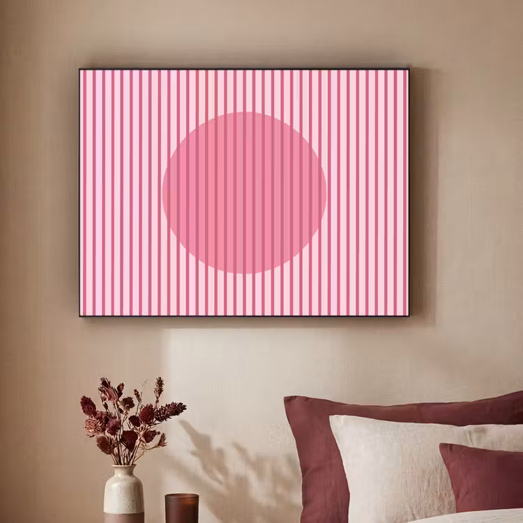 Abstract - Strepen - Ovaal - Roze - Modern Textielframe zwart klein -sfeer1