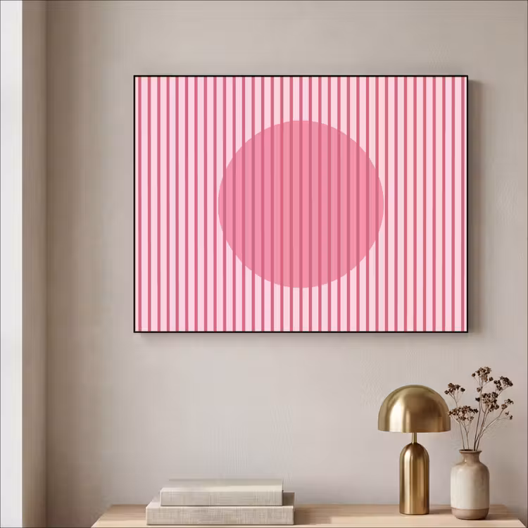 Abstract - Strepen - Ovaal - Roze - Modern Textielframe zwart klein -sfeer2