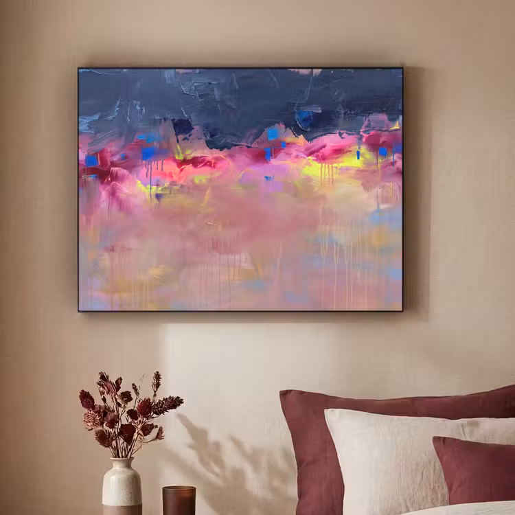 Abstract - Textuur - Kleuren - Modern - Roze Textielframe zwart klein -sfeer1