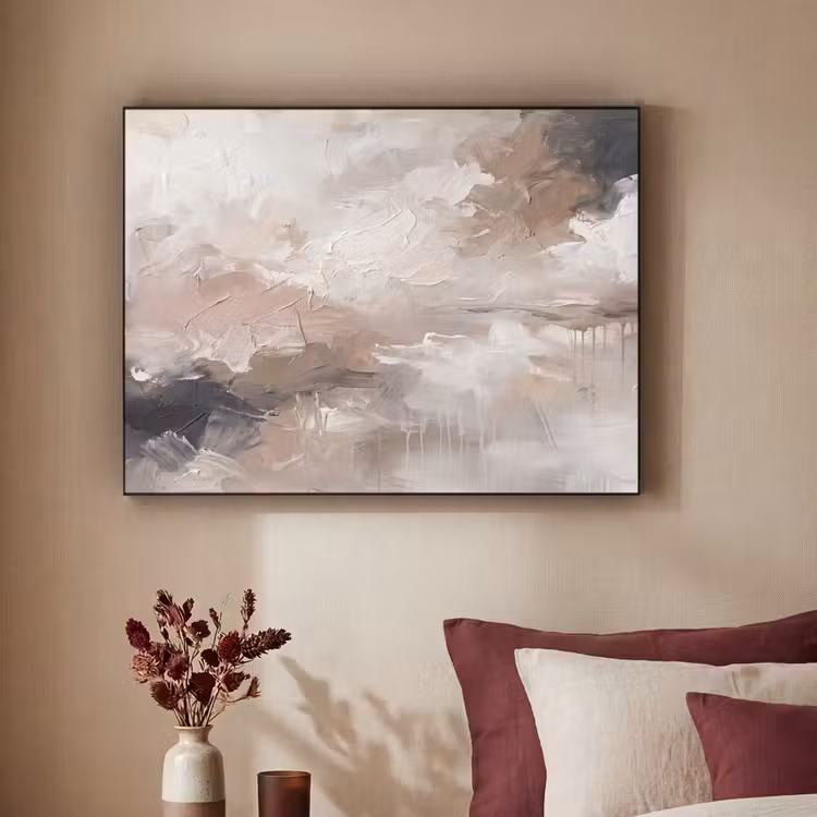 Abstract - Textuur - Kunst - Modern - Beige Textielframe zwart klein -sfeer1