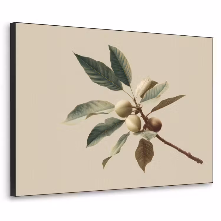 Tak - Groene Bladeren - Vruchten Textielframe zwart klein -3d