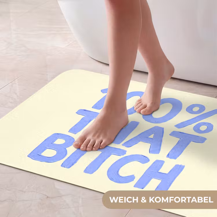 100% that bitch - Blauw - Wit Badmat middel -USP_ZachtDE