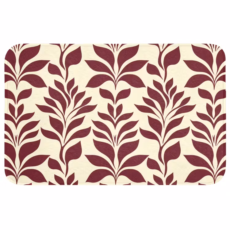 Abstract - Bladeren - Burgundy Badmat middel 997 -3d