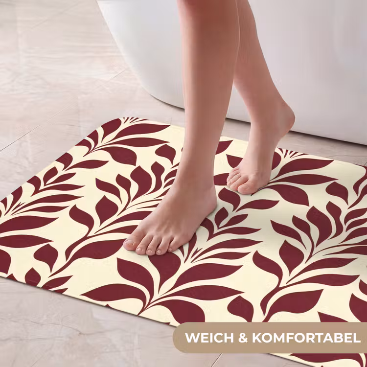Abstract - Bladeren - Burgundy Badmat middel 997 -USP_ZachtDE