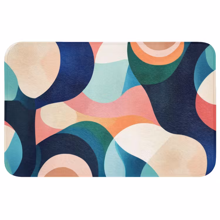 Abstract - Blauw - Roze Badmat middel -3d