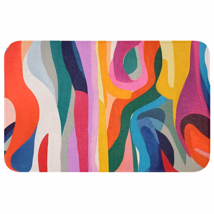 Abstract - Kleurrijk - Golven - Lijnen Badmat middel -3d