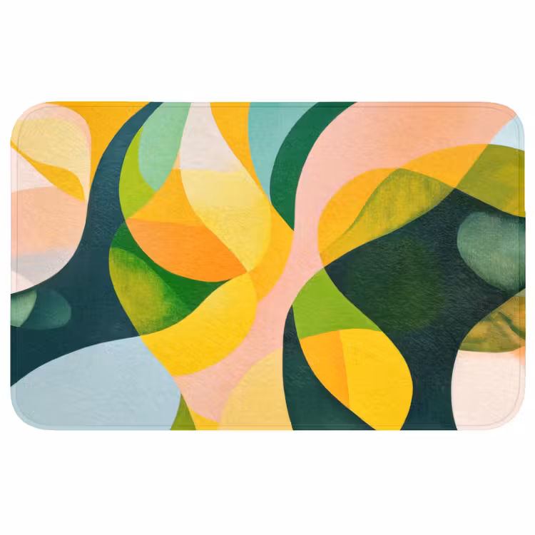 Abstract - Geel - Roze - Groen Badmat middel -3d