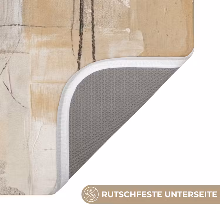Abstract - Cirkel - Modern - Beige - Zwart - Minimalistisch Badmat middel -USP_AntislipDE