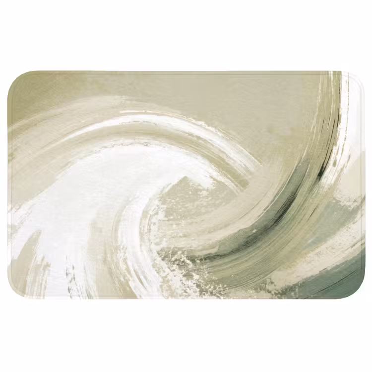 Abstract - Penseelstreken - Golven - Groen Badmat middel -3d