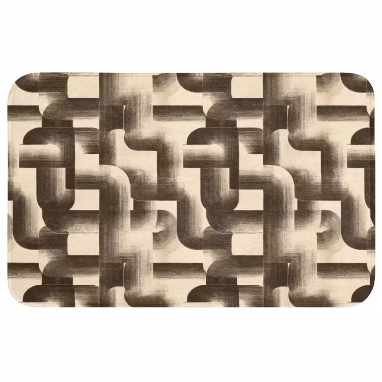 Abstract - Retro - Zwart Badmat middel 997 -3d