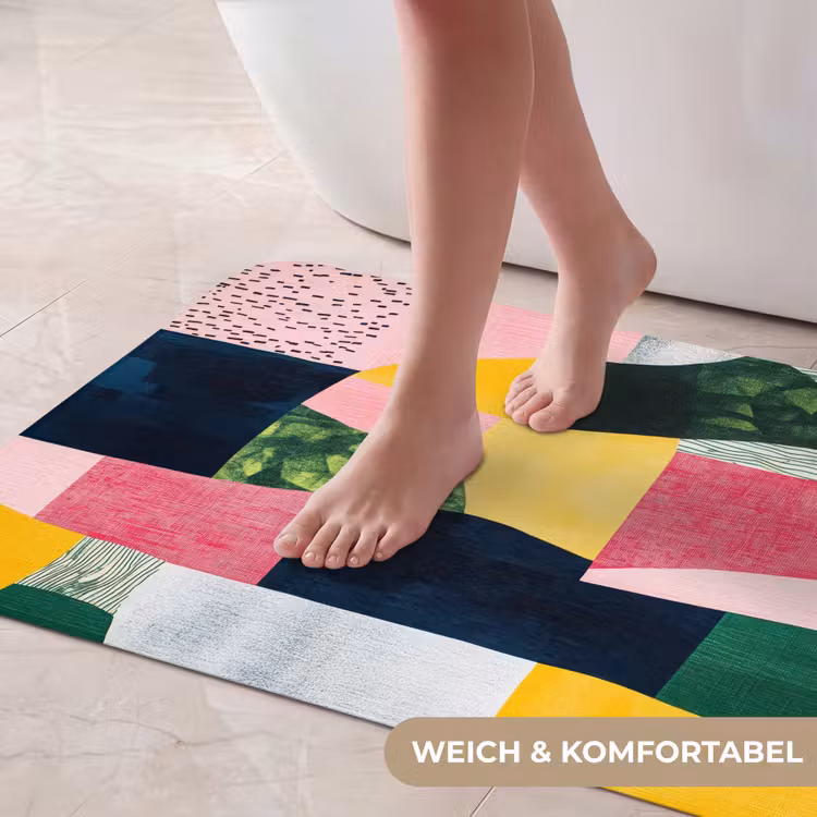 Abstract - Roze - Lappen - Vormen - Geel Badmat middel -USP_ZachtDE