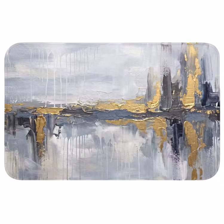 Abstract - Structuur - Goud - Grijs - Modern Badmat middel -3d