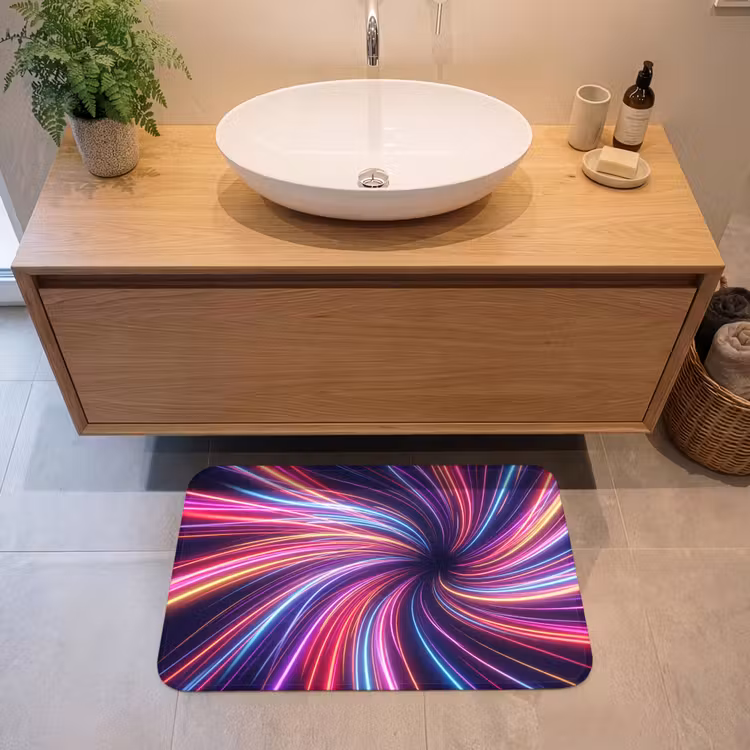 Abstract - Swirl - Futuristic - Neon Badmat middel -sfeer1