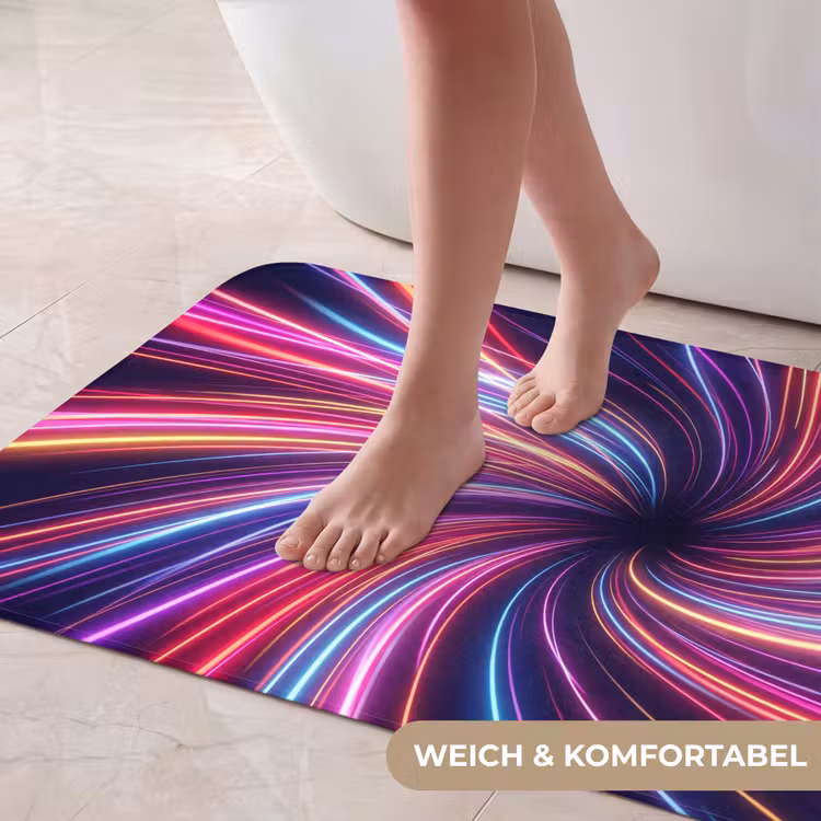 Abstract - Swirl - Futuristic - Neon Badmat middel -USP_ZachtDE