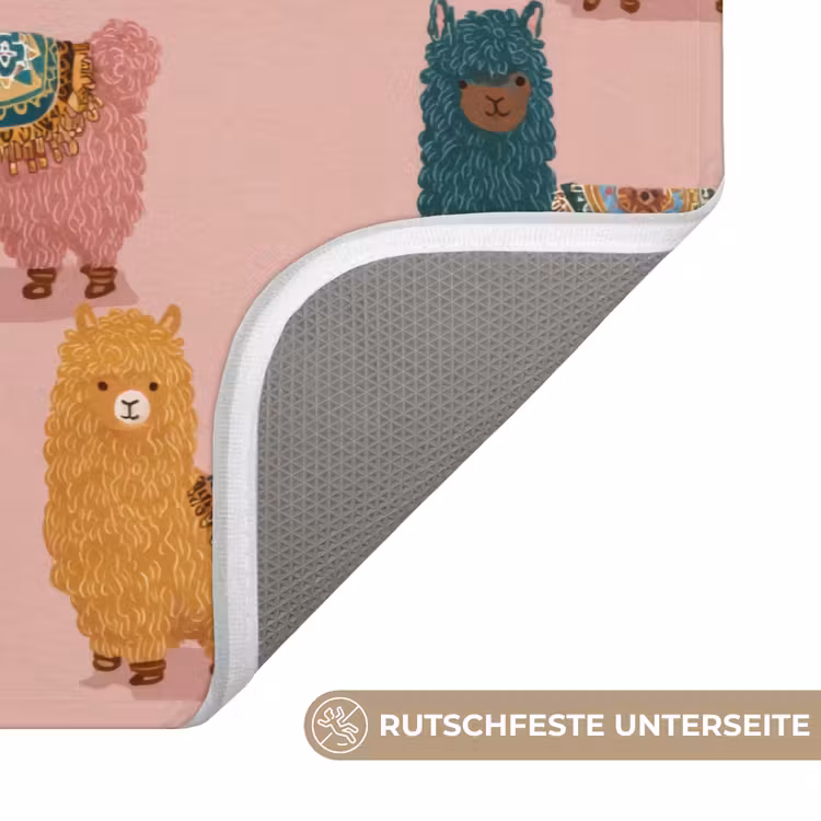Alpaca's - Patroon - Kleurrijk Badmat middel 997 -USP_AntislipDE