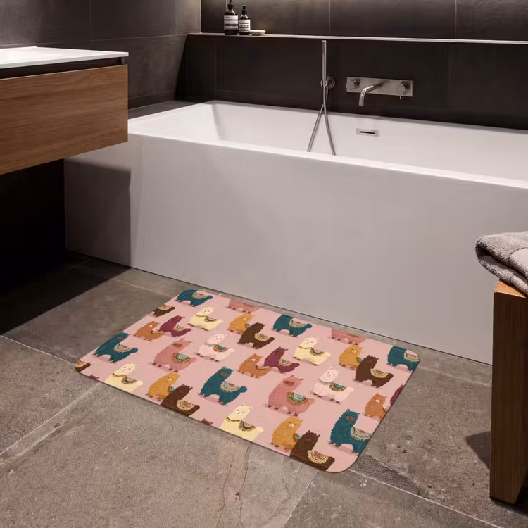 Alpaca's - Patroon - Kleurrijk Badmat middel 997 -sfeer3