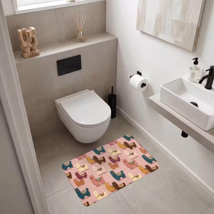 Alpaca's - Patroon - Kleurrijk Badmat middel 997 -sfeer4