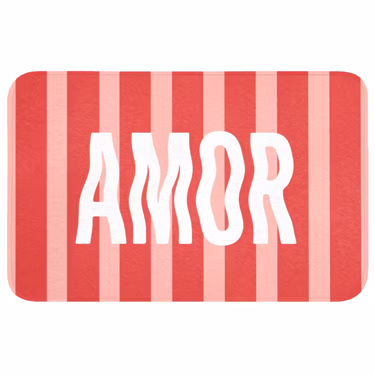 Amor - Strepen - Rood - Roze Badmat middel -3d