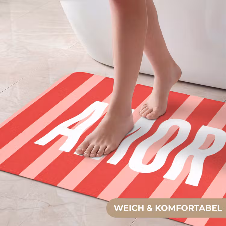 Amor - Strepen - Rood - Roze Badmat middel -USP_ZachtDE